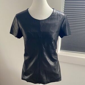 Bailey 44 Black Short-Sleeve Faux Leather Top
